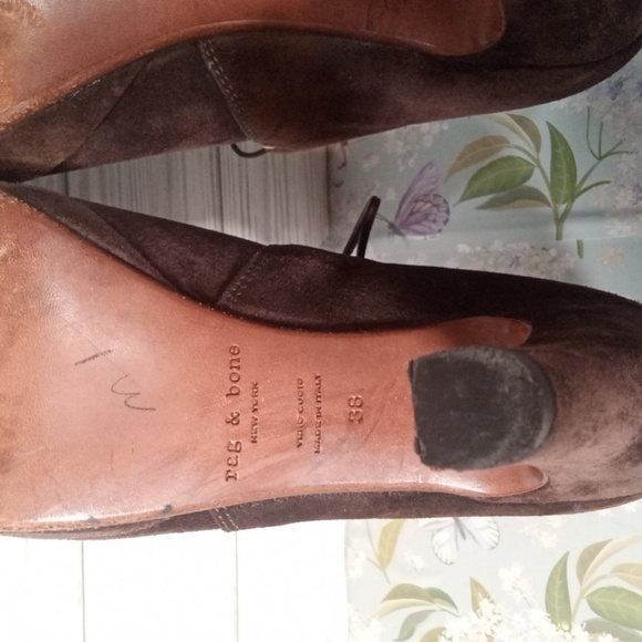 rag & bone Chocolate Brown Suede Platform 5" Heel Lace Up Booties Size 38 US 8 - Picture 7 of 11